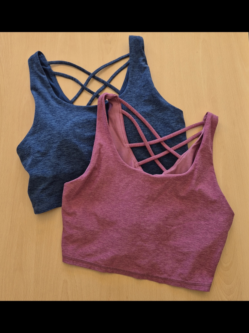 Jockey Womens Sports Bras Set - Blue and Mauve Pink Crisscross Back